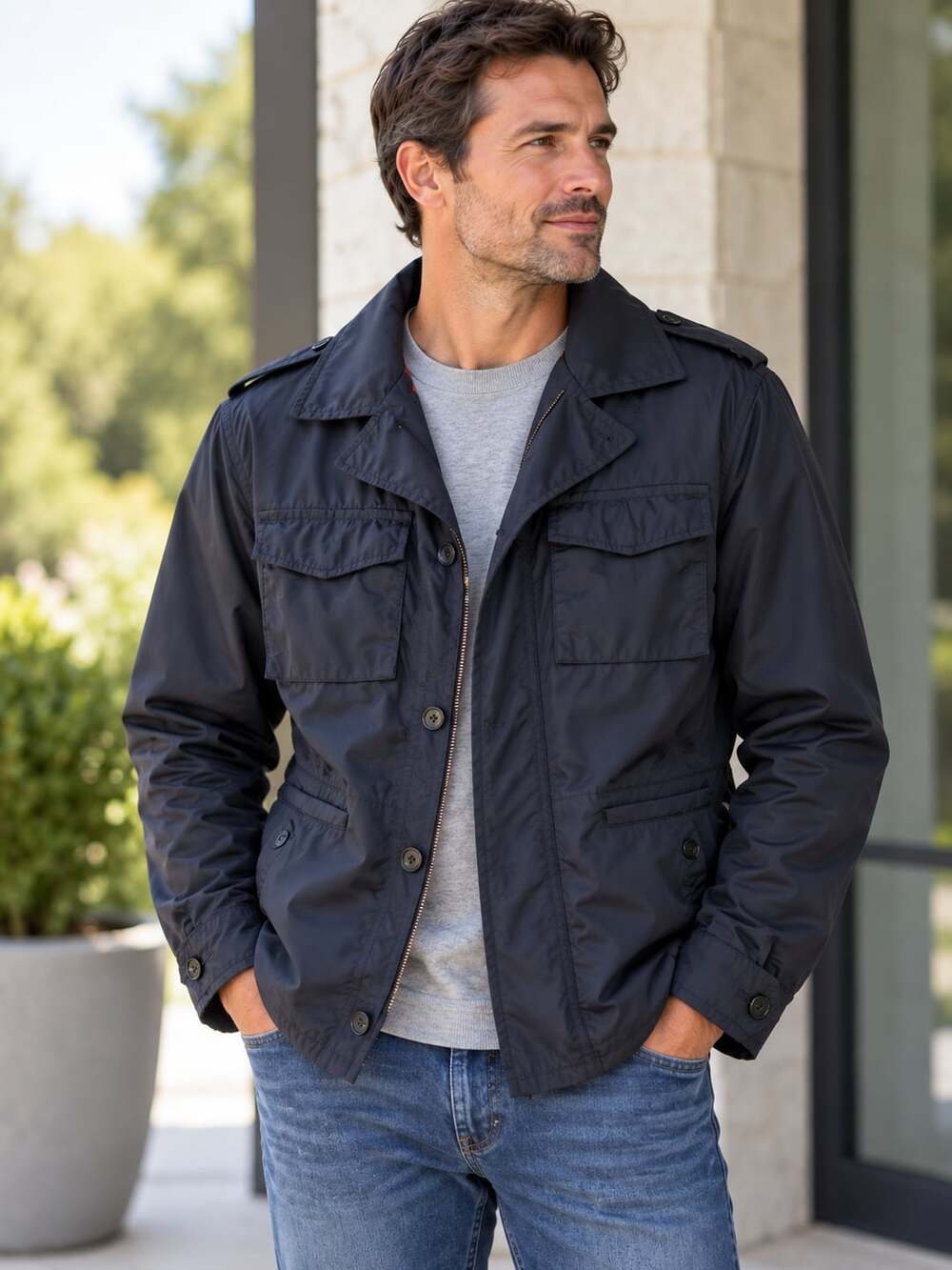 Banana Republic Field Jacket Size L Navy Nylon M65 Casual